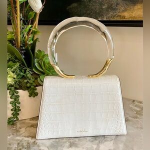 NWT Alexis Bittar Liquid Lucite White Croc Embossed Handbag
